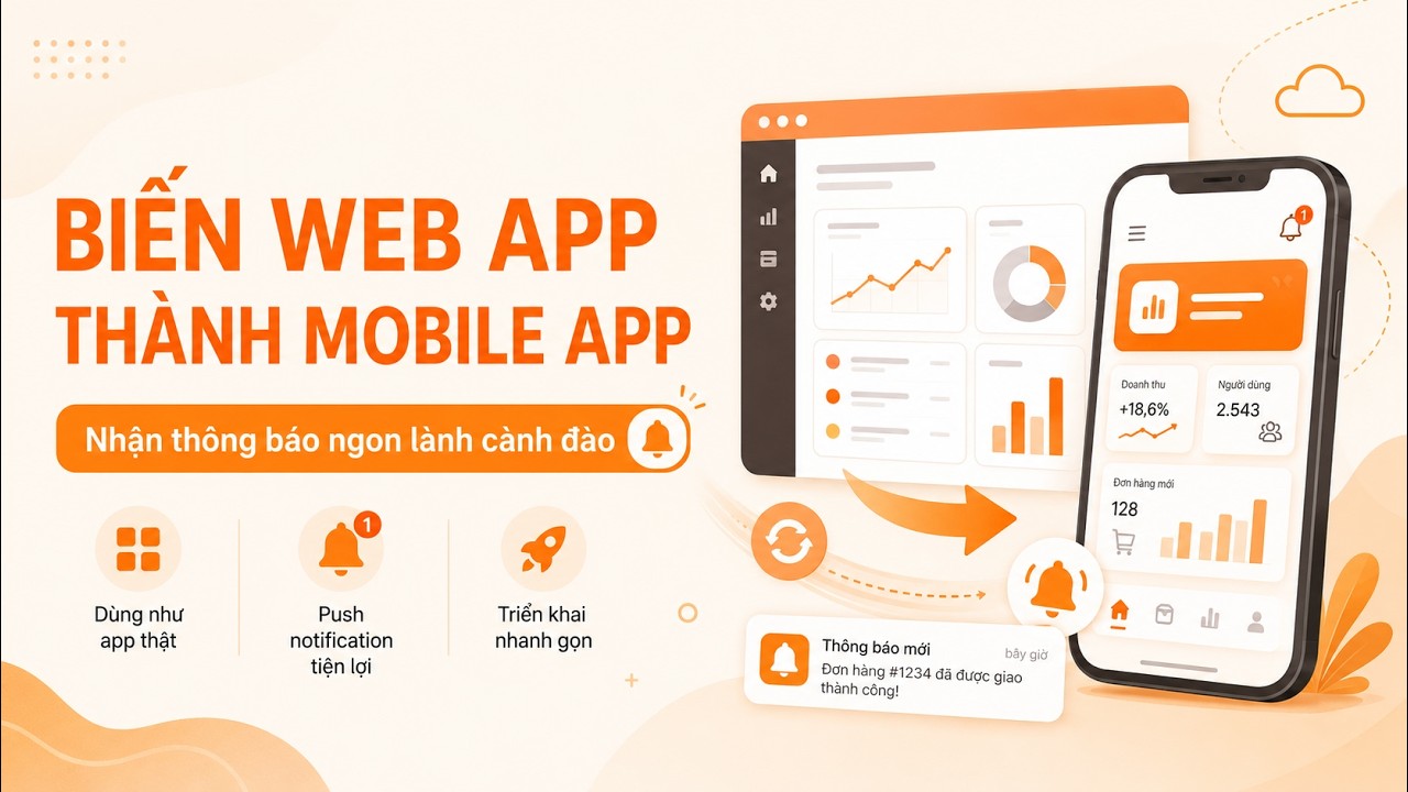 Cách Biến Web App Thành Mobile App Mượt Mà Và Nhận Thông Báo Đẩy Trên Điện Thoại